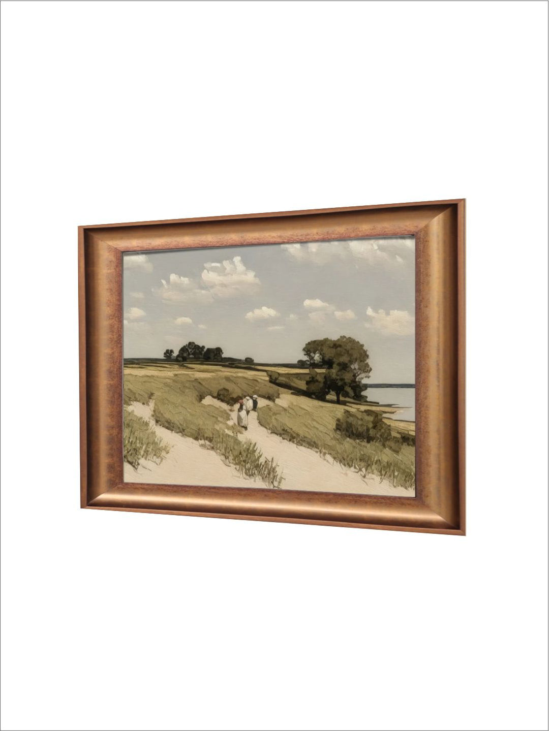 The Vintage Artistry Blue & Green Landscape Nature Framed Wall Painting