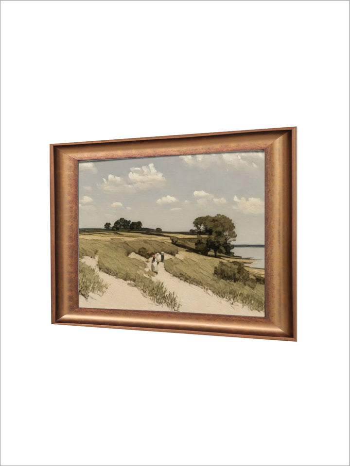 The Vintage Artistry Blue & Green Landscape Nature Framed Wall Painting