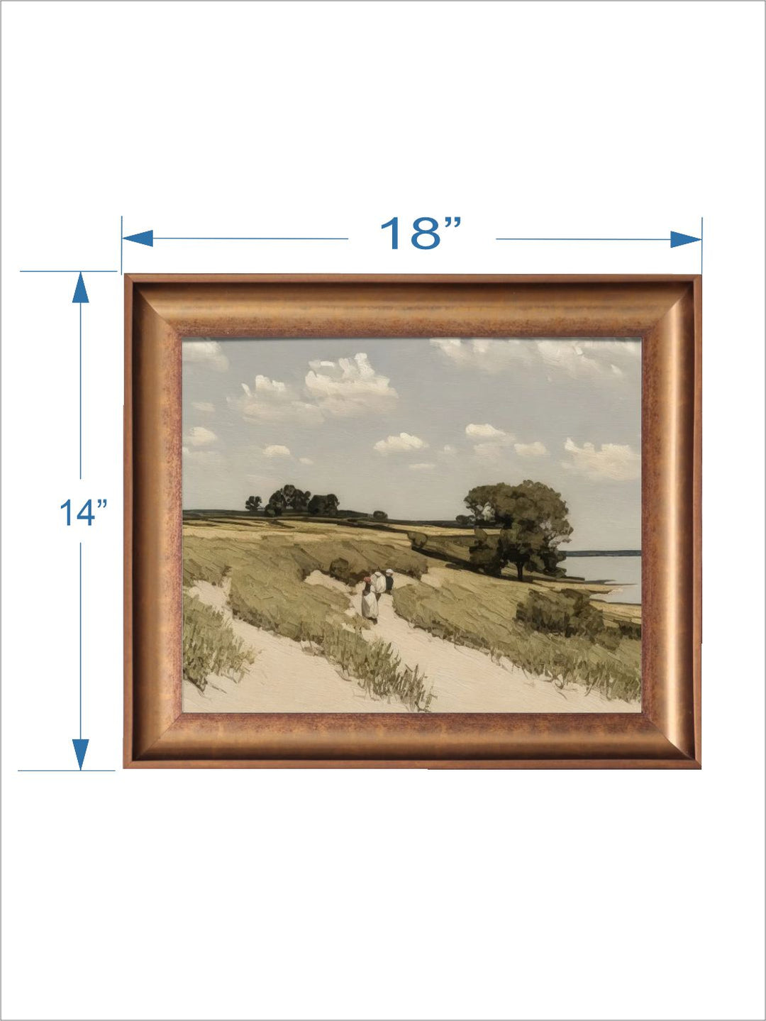 The Vintage Artistry Blue & Green Landscape Nature Framed Wall Painting