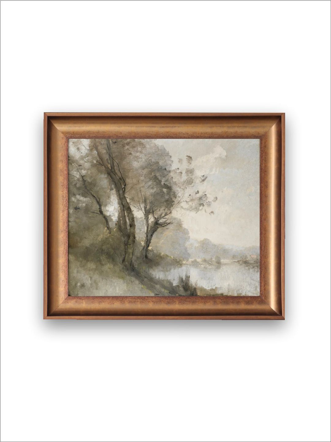 The Vintage Artistry Beige Riverside Landscape Wall Art