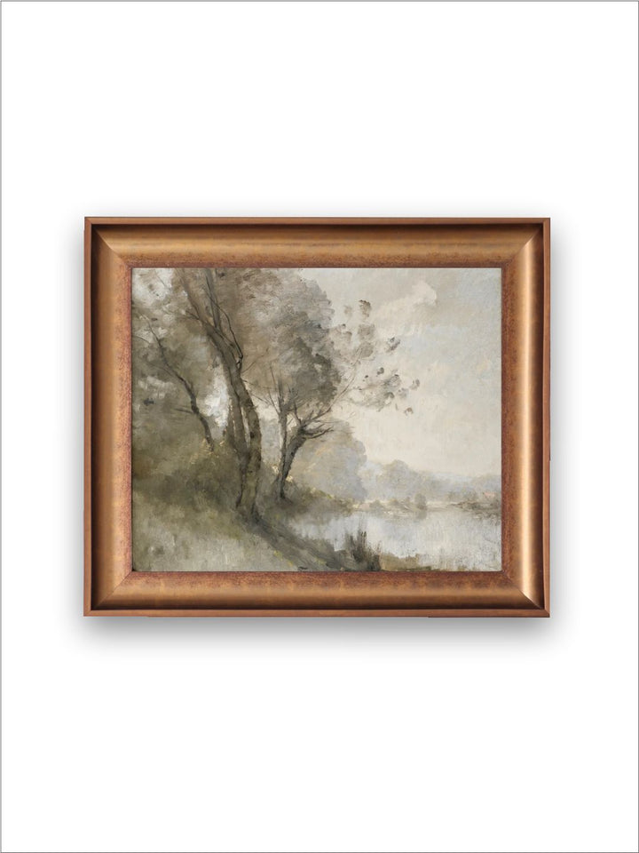 The Vintage Artistry Beige Riverside Landscape Wall Art