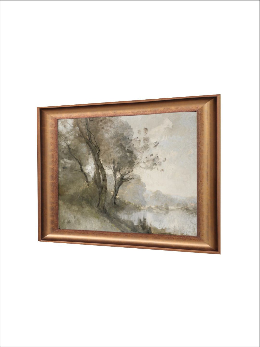 The Vintage Artistry Beige Riverside Landscape Wall Art