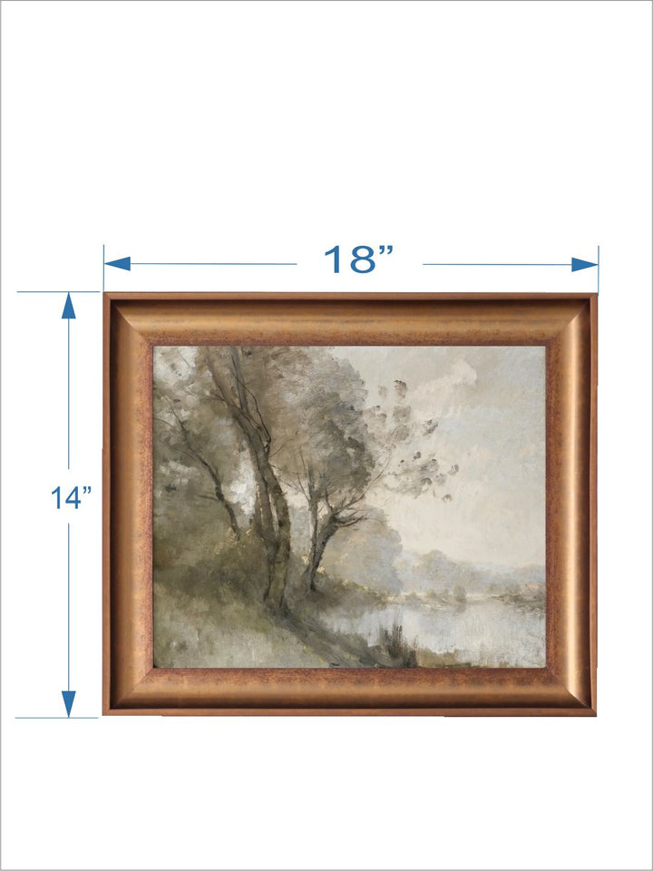 The Vintage Artistry Beige Riverside Landscape Wall Art