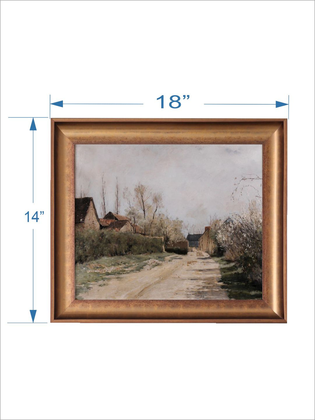The Vintage Artistry Brown Narrow Landscape Farmhouse Canvas Painting With Frame
