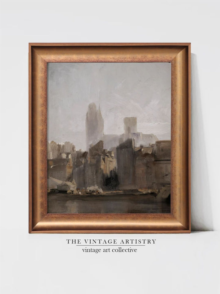 The Vintage Artistry Brown Rouen Cathedral Sunrisewall Art