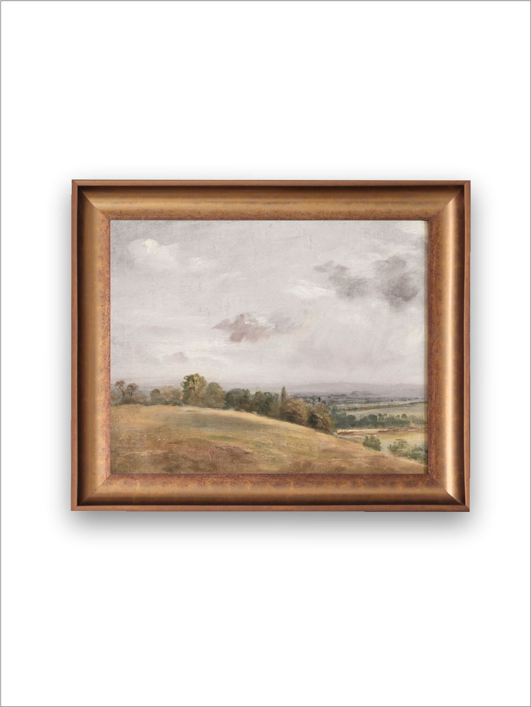 The Vintage Artistry Brown & Green Rustic Muted Hills Printed Framed Wall Painting