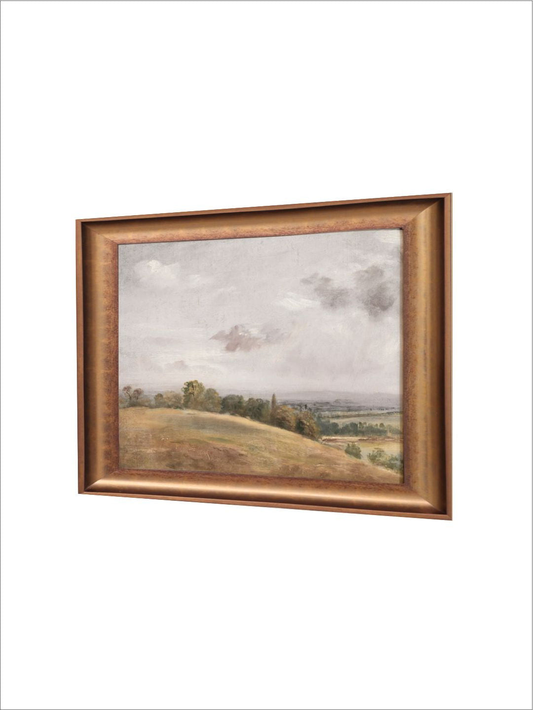 The Vintage Artistry Brown & Green Rustic Muted Hills Printed Framed Wall Painting