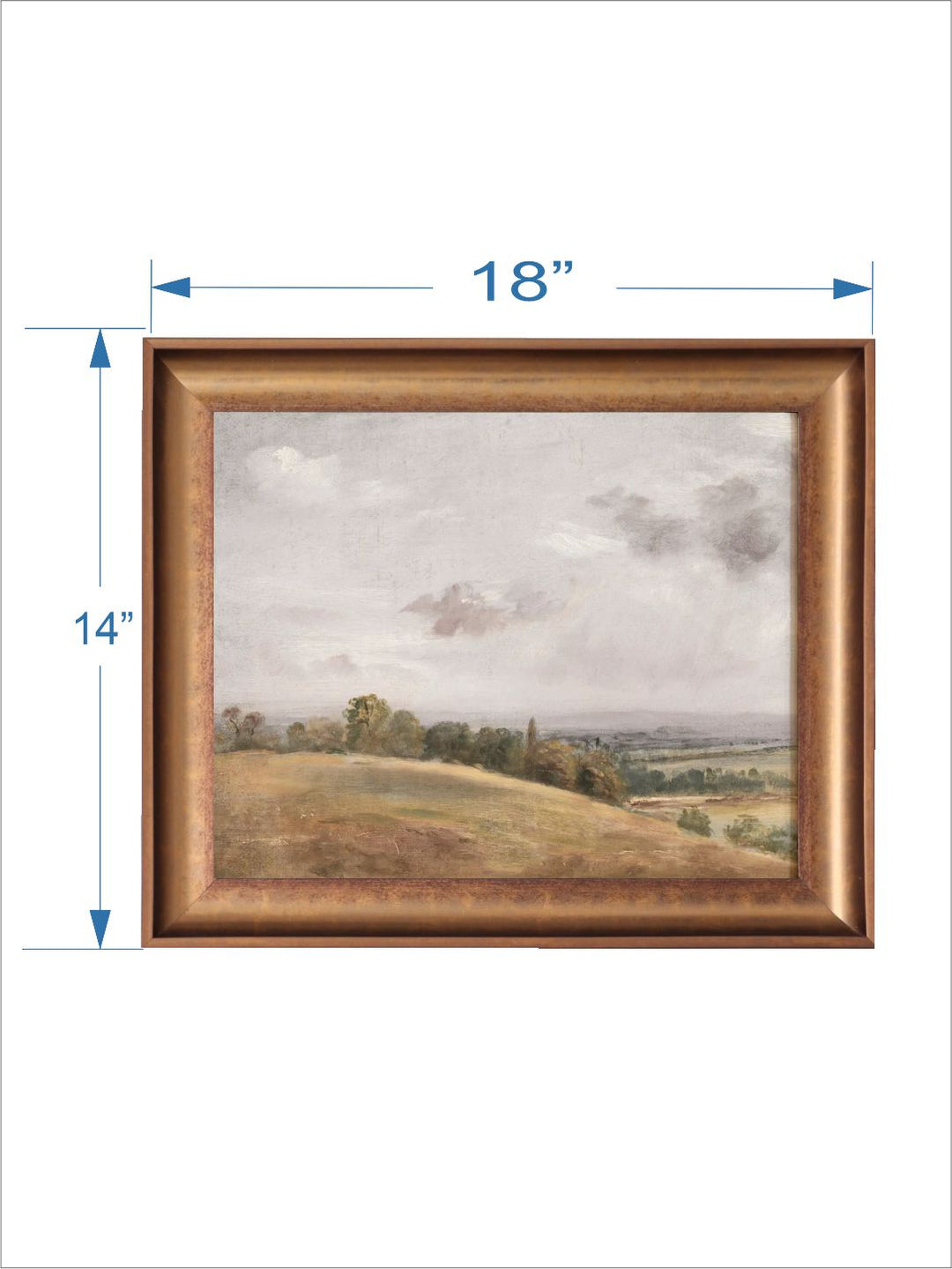 The Vintage Artistry Brown & Green Rustic Muted Hills Printed Framed Wall Painting
