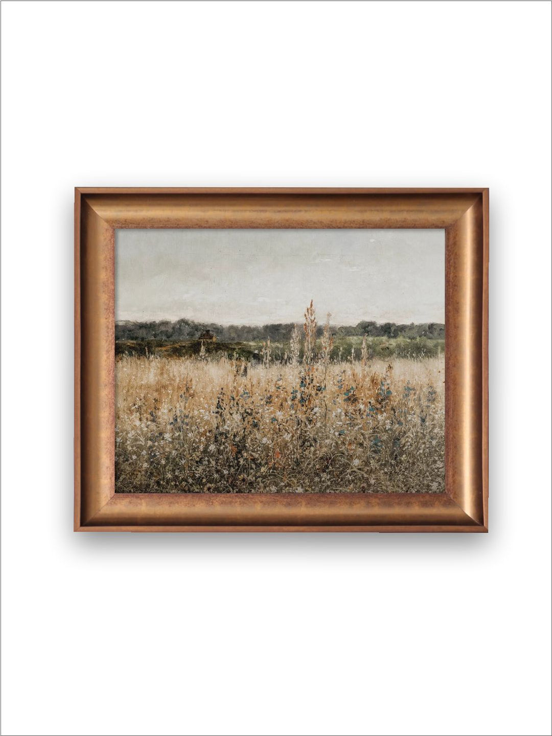 The Vintage Artistry Brown & Yellow Landscape Meadow Printed Framed Wall Painting