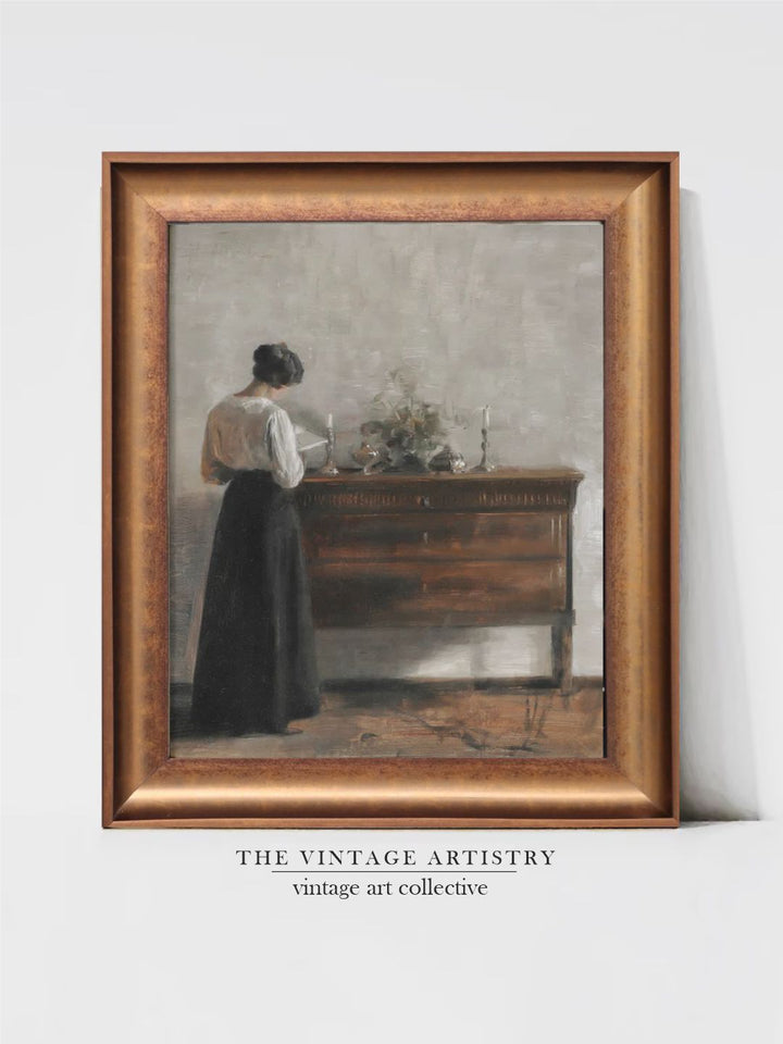 The Vintage Artistry Brown & Black European Portrait Painting Framed Wall Painting