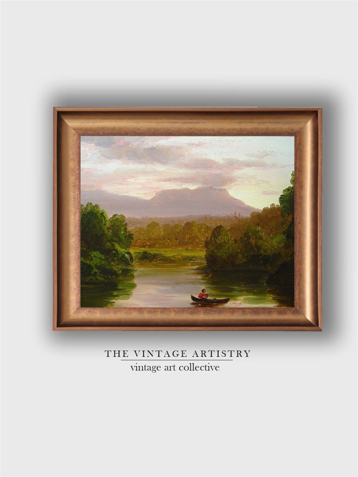 The Vintage Artistry Gold-Toned & Green River Painting Wall Art