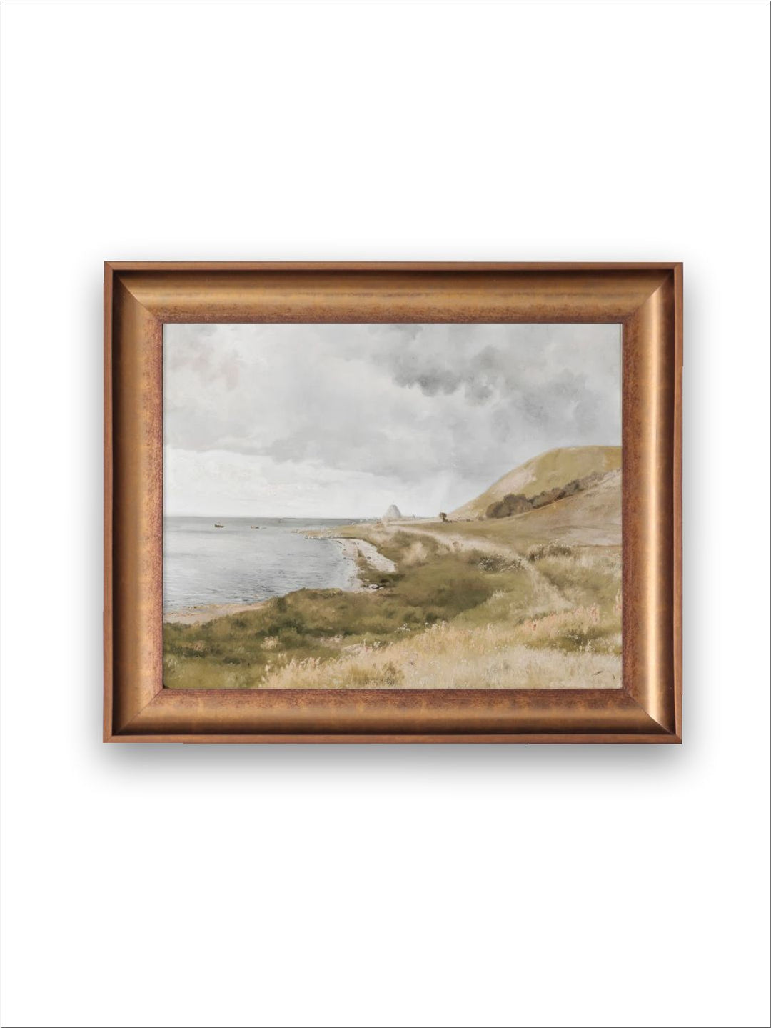 The Vintage Artistry Blue & Green Seaside Landscape Framed Wall Painting