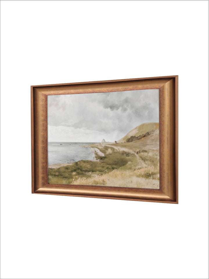 The Vintage Artistry Blue & Green Seaside Landscape Framed Wall Painting