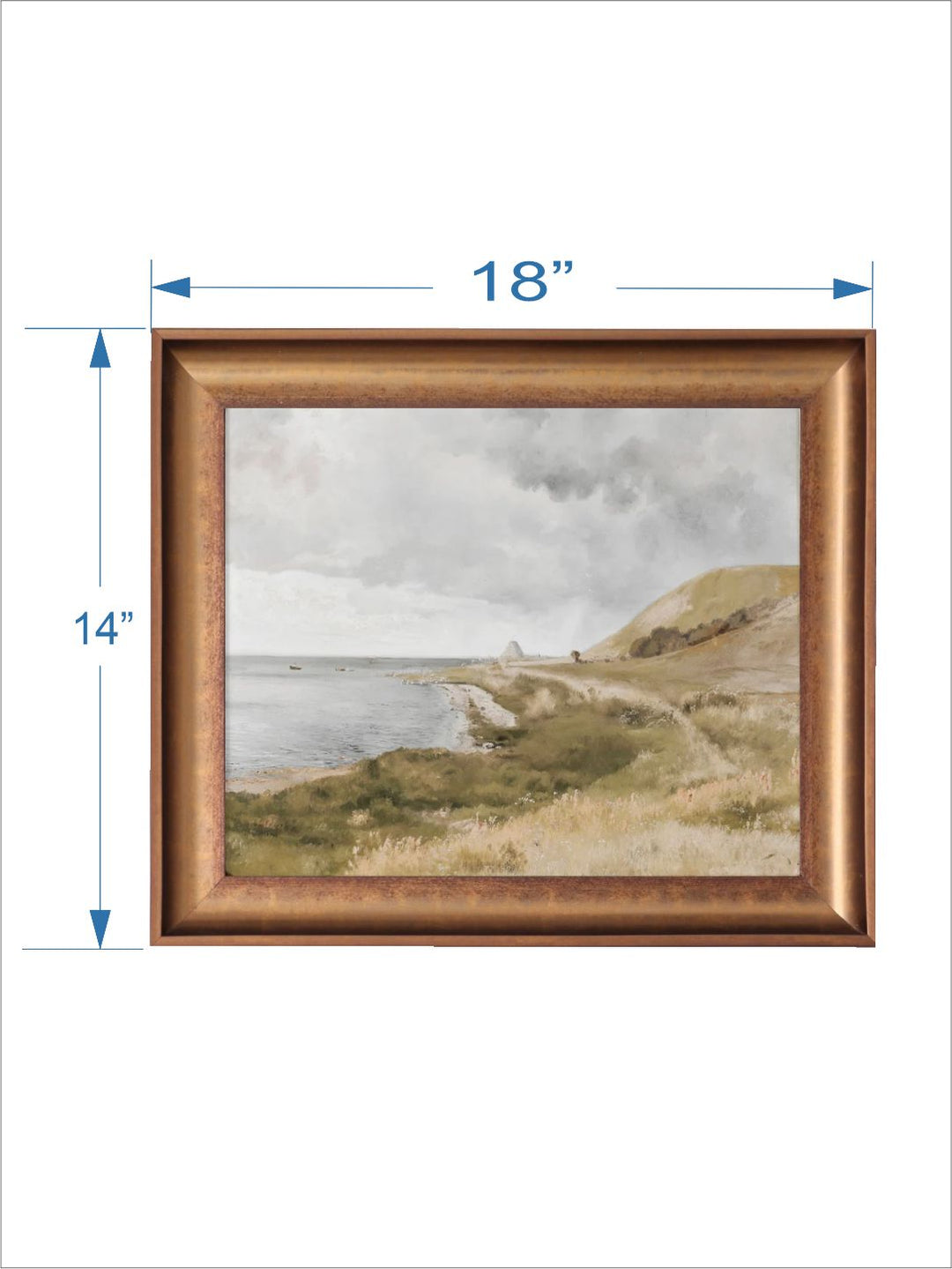 The Vintage Artistry Blue & Green Seaside Landscape Framed Wall Painting