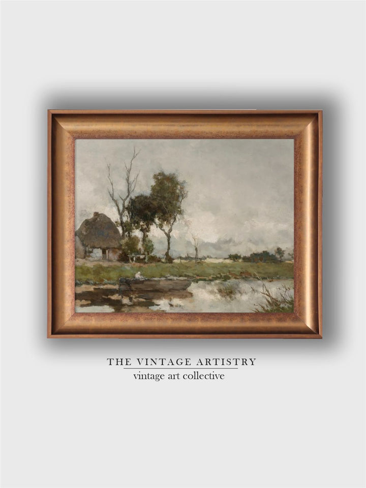 The Vintage Artistry Grey & Green River Landscape Wall Art