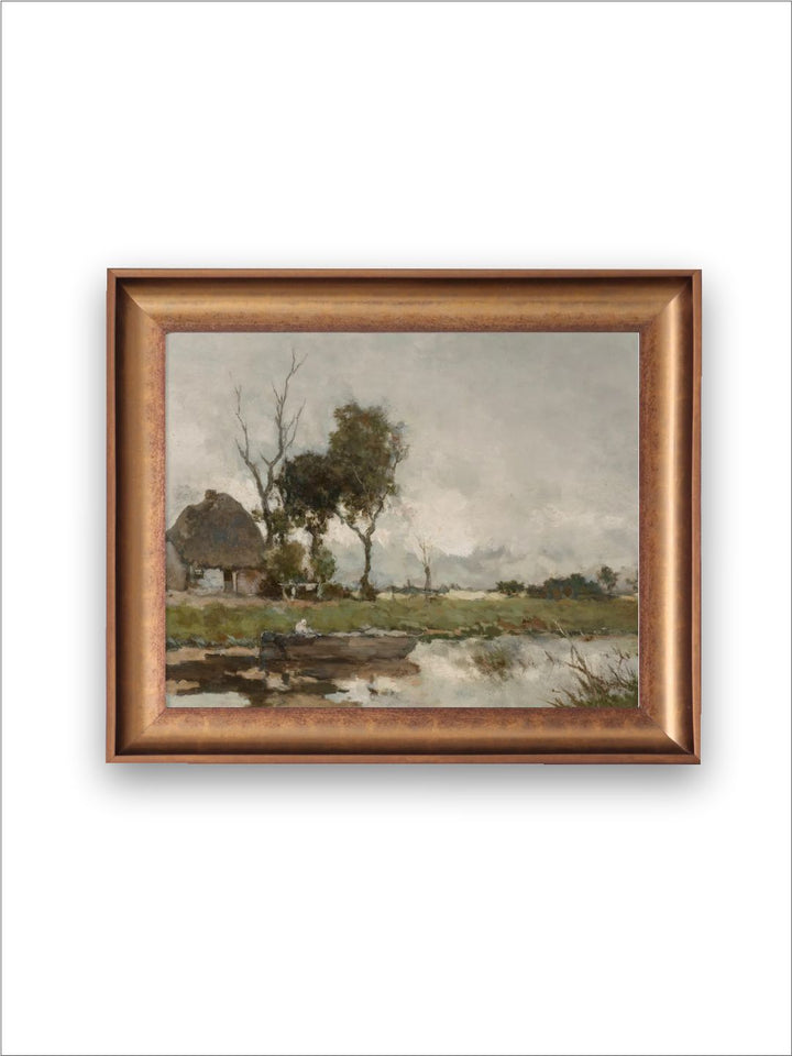 The Vintage Artistry Grey & Green River Landscape Wall Art