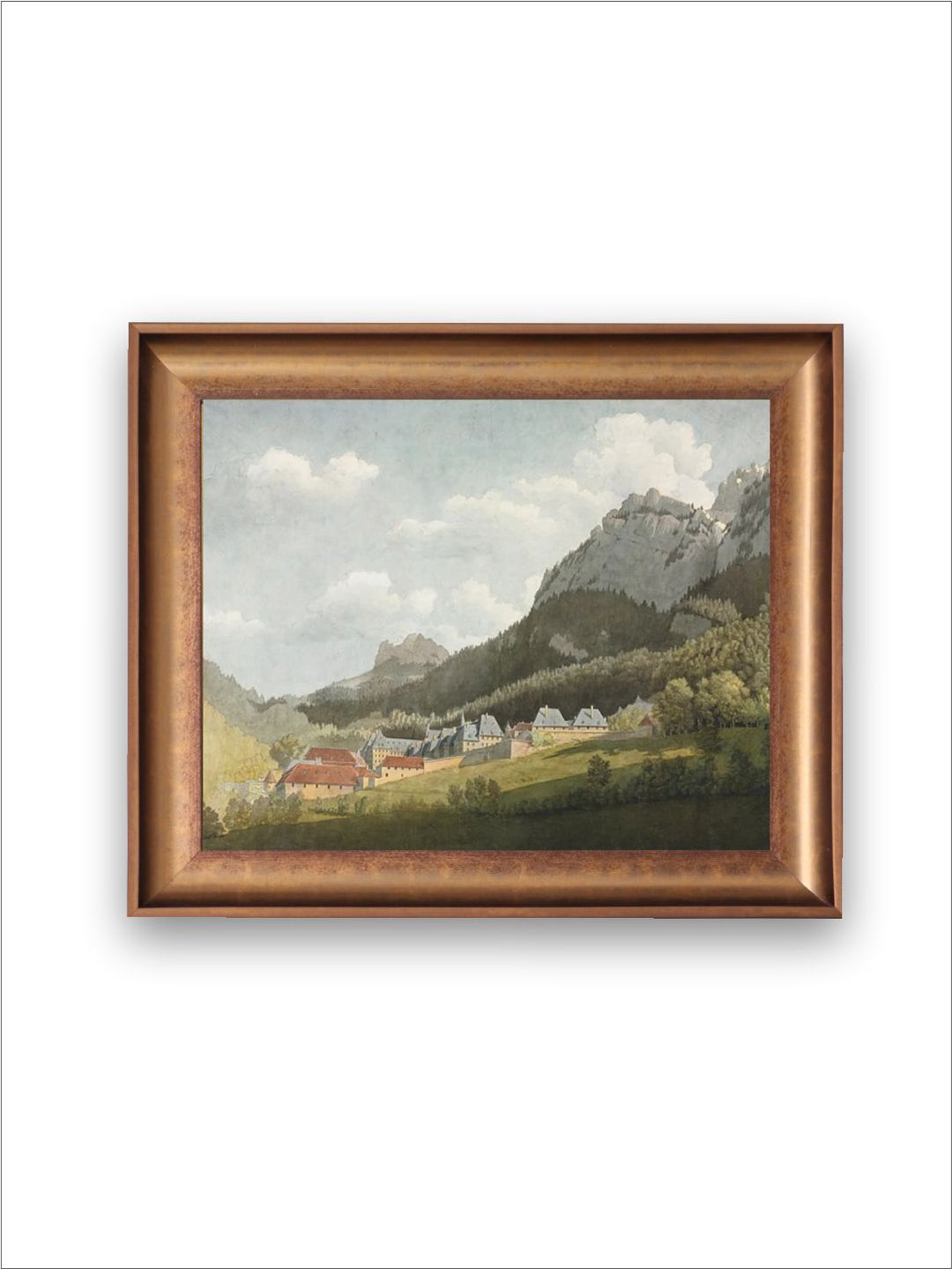 The Vintage Artistry Blue & Green Mountains View Painting Wall Art