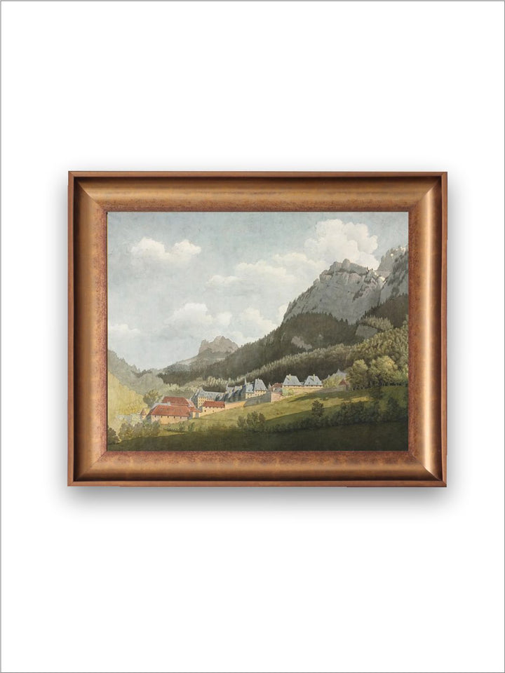 The Vintage Artistry Blue & Green Mountains View Painting Wall Art