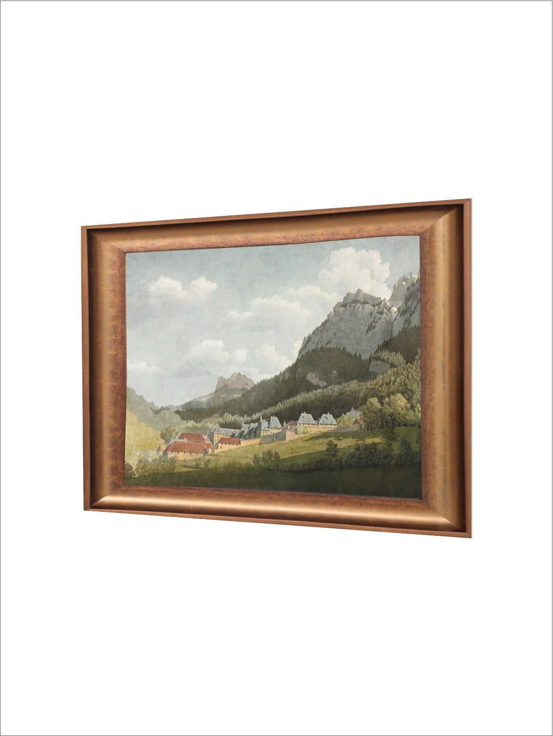 The Vintage Artistry Blue & Green Mountains View Painting Wall Art
