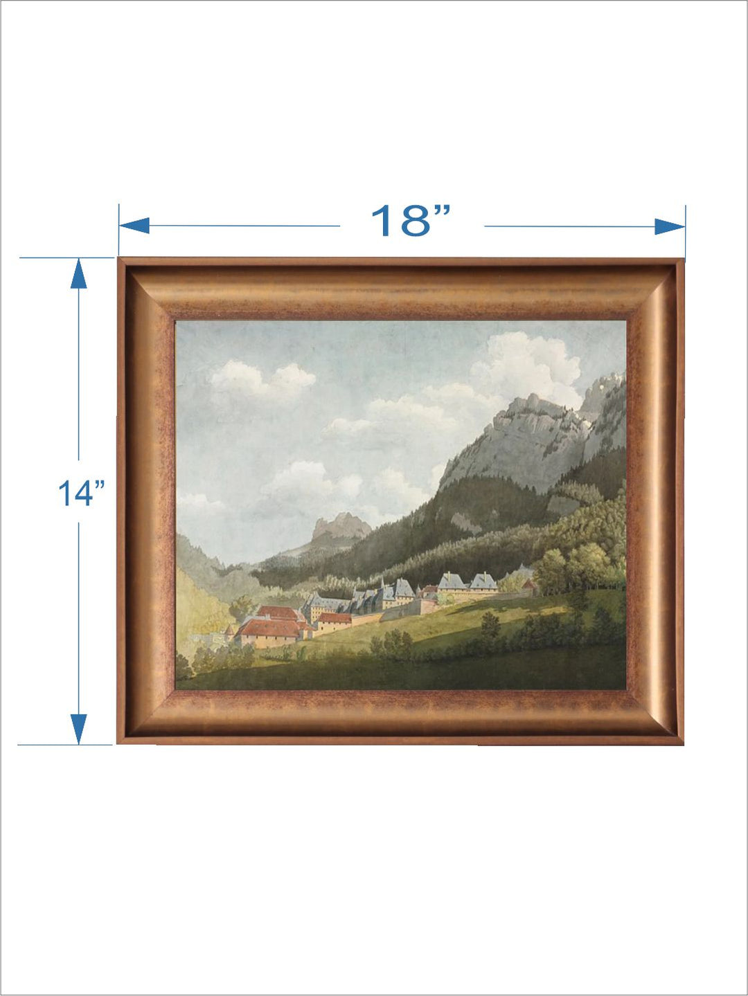 The Vintage Artistry Blue & Green Mountains View Painting Wall Art