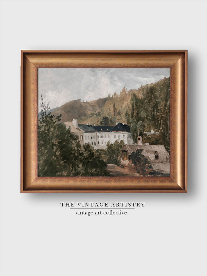 The Vintage Artistry Brown European Villa Landscape Wall Art