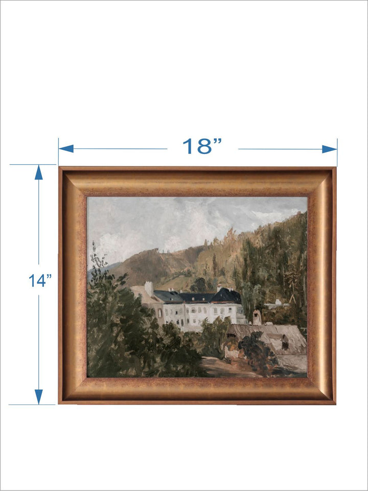 The Vintage Artistry Brown European Villa Landscape Wall Art
