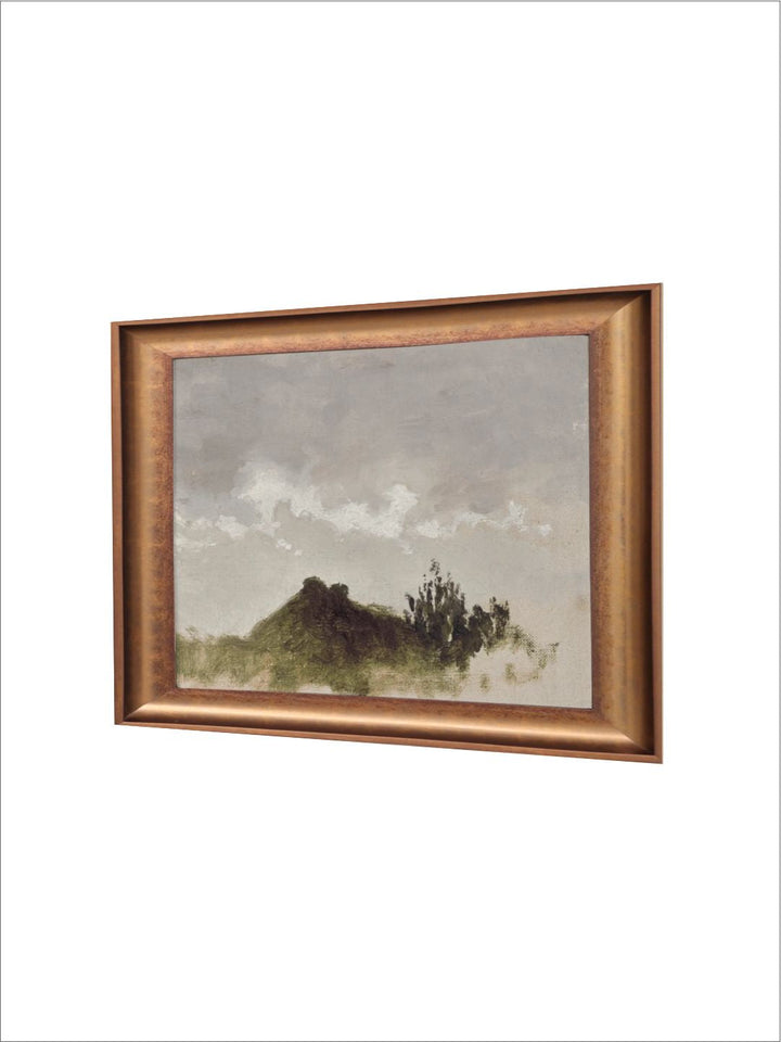 The Vintage Artistry Grey & Green Mountain Range Printed Framed Wall Painting