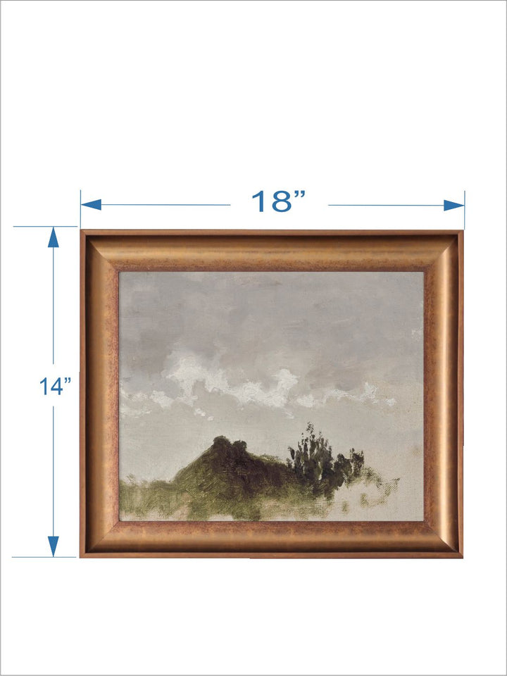 The Vintage Artistry Grey & Green Mountain Range Printed Framed Wall Painting