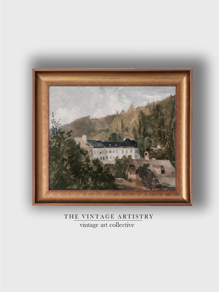 The Vintage Artistry Beige & Brown European Villa Landscape Wall Art