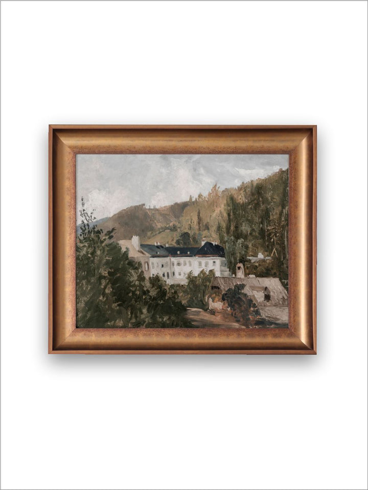 The Vintage Artistry Beige & Brown European Villa Landscape Wall Art