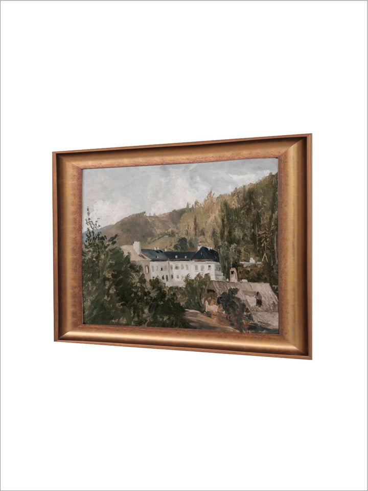 The Vintage Artistry Beige & Brown European Villa Landscape Wall Art