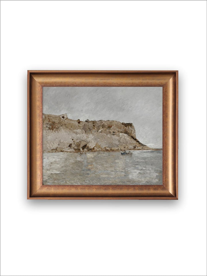 The Vintage Artistry Beige & Blue Antique Rustic Muted Landscapewall Art