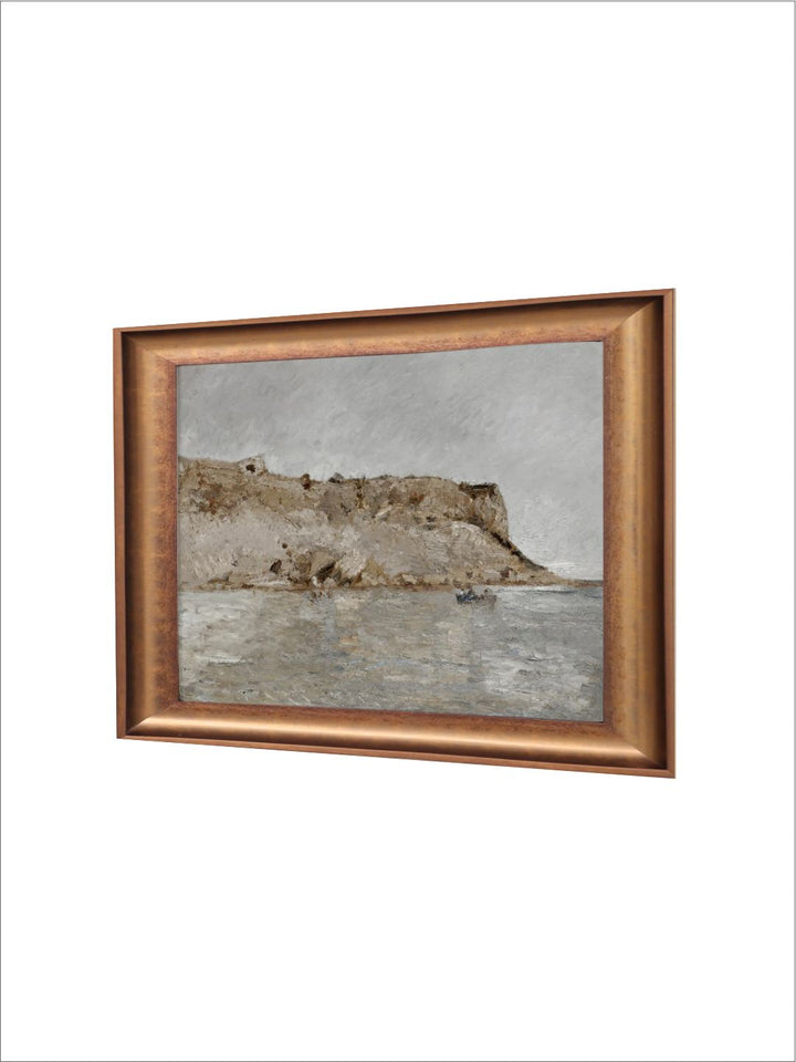 The Vintage Artistry Beige & Blue Antique Rustic Muted Landscapewall Art