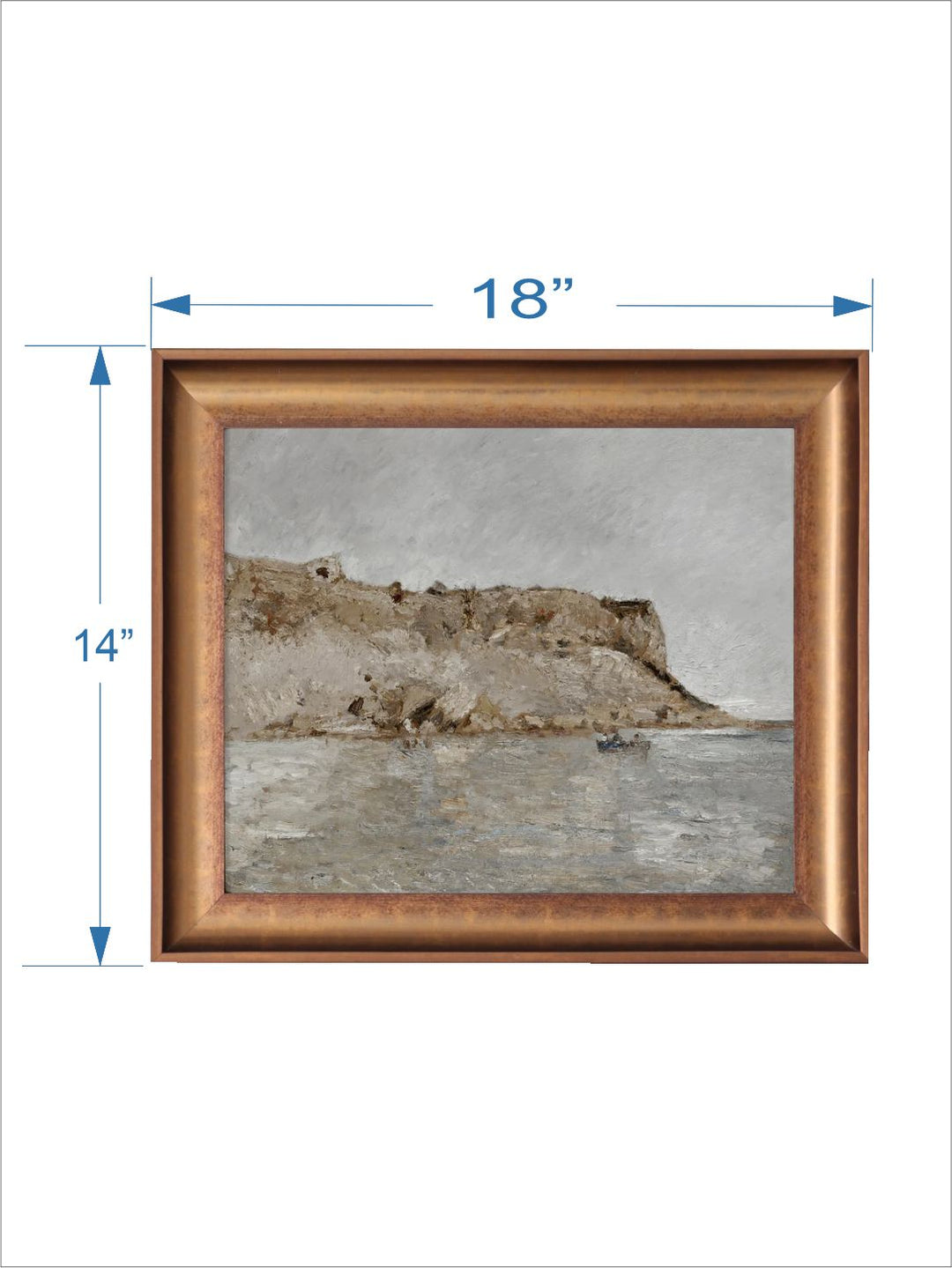 The Vintage Artistry Beige & Blue Antique Rustic Muted Landscapewall Art