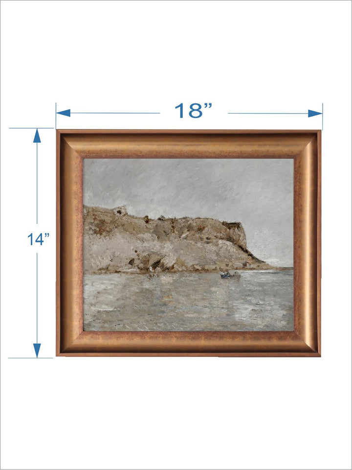 The Vintage Artistry Beige & Blue Antique Rustic Muted Landscapewall Art