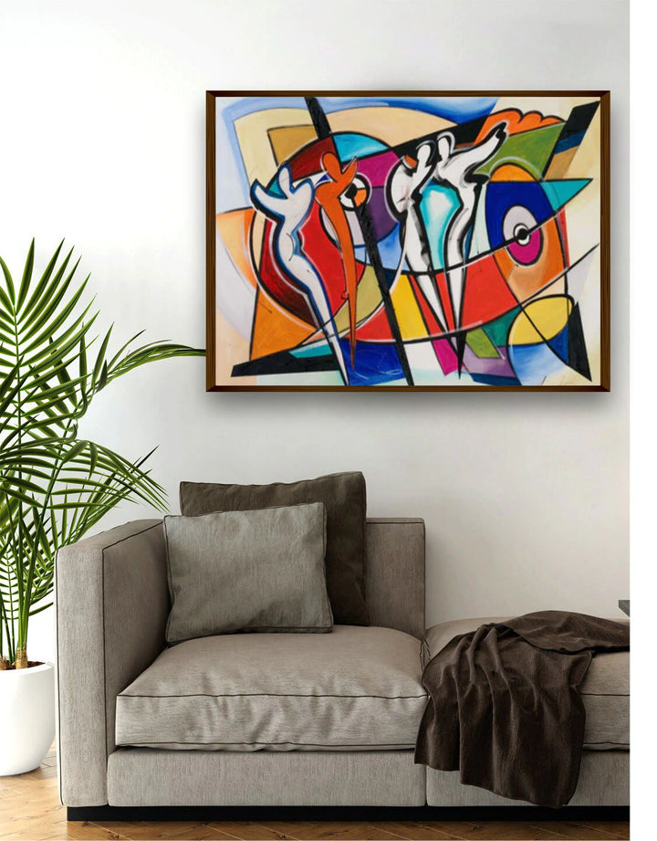 " Blue & Orange Abstract Painting Wall Art''