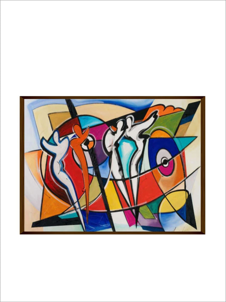" Blue & Orange Abstract Painting Wall Art''