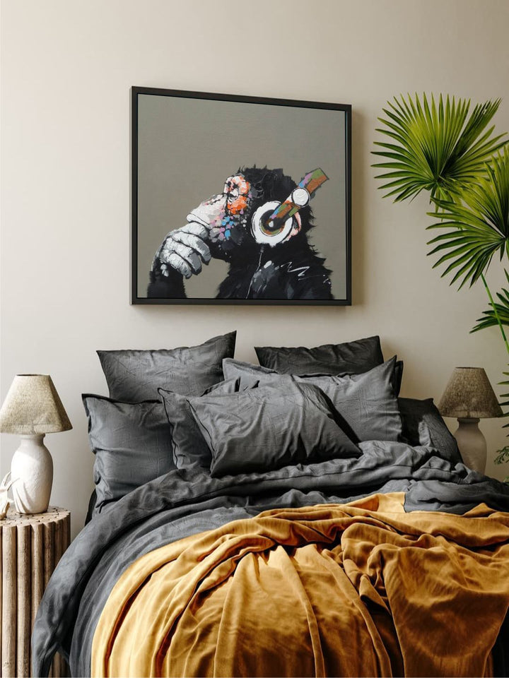 "Black Animal Printed Framed Wall Art''