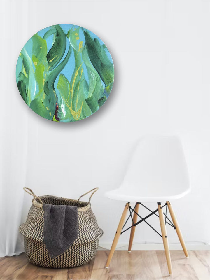 " Multi-Colour Canvas Abstract Circular Painting Frame Wall Art''