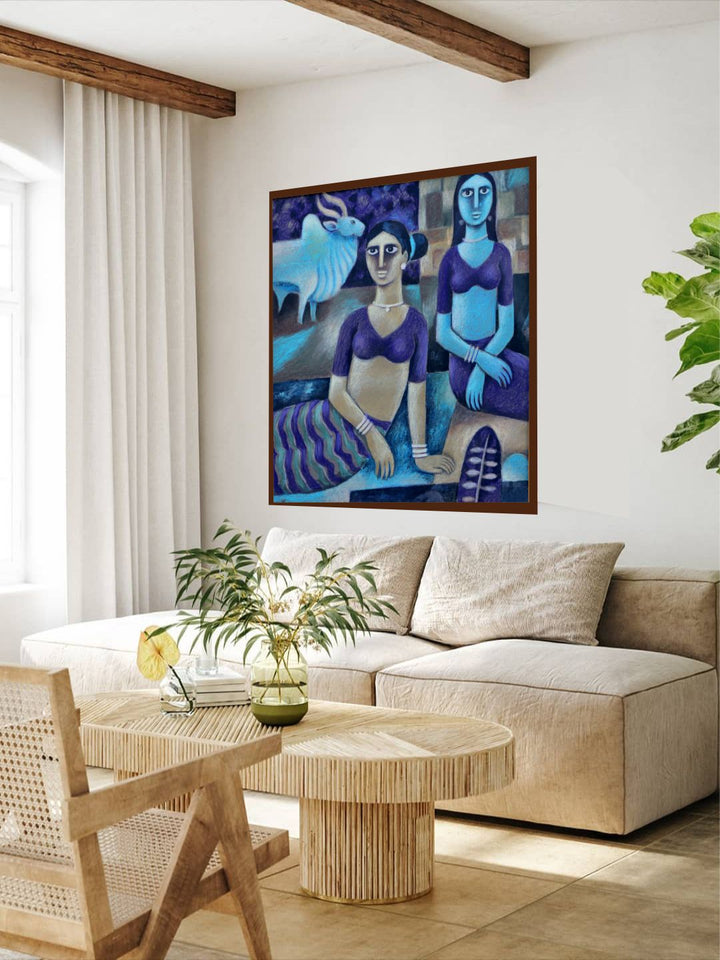"Blue Abstract Painting Wall Art''