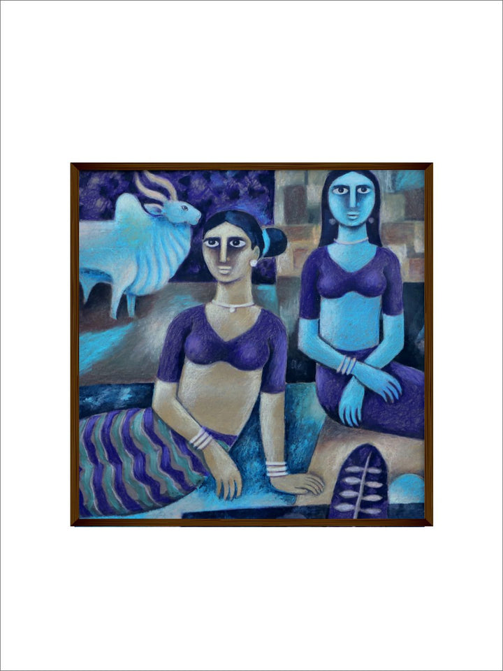 "Blue Abstract Painting Wall Art''
