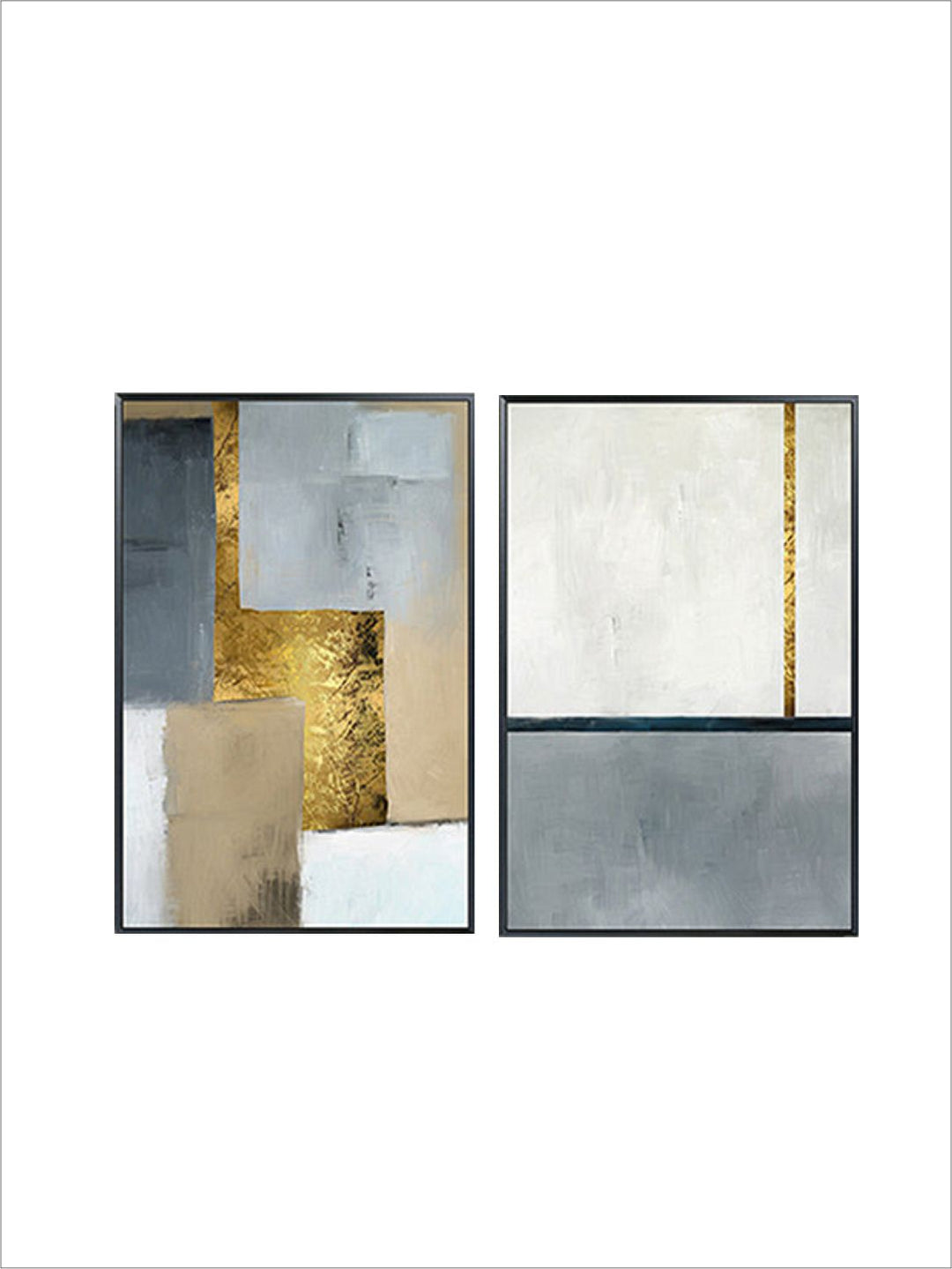 "Set Of 2 Grey & White Abstract Printed Framed Wall Art "