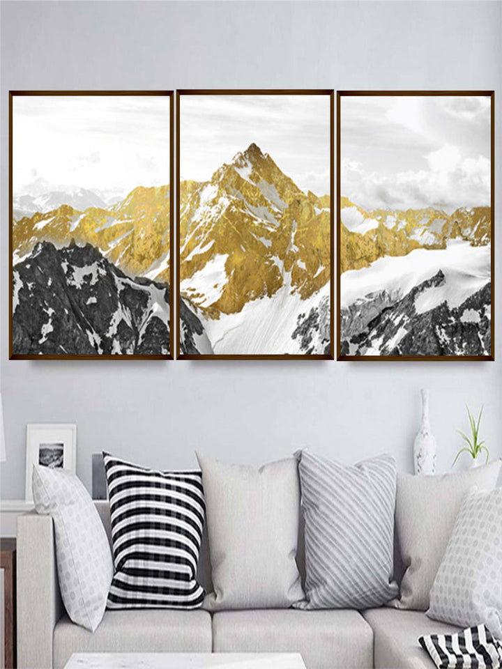 "White & Brown Abstract-Printed Framed Wall Painting "