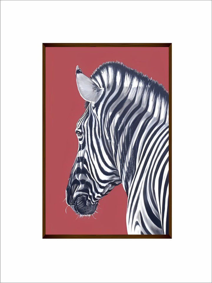 "Maroon & White Abstract-Printed Framed Wall Painting "