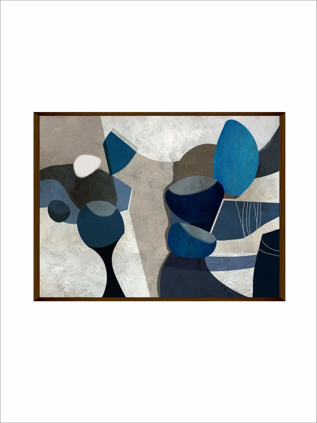"Blue & Black Abstract Printed Framed Wall Painting "