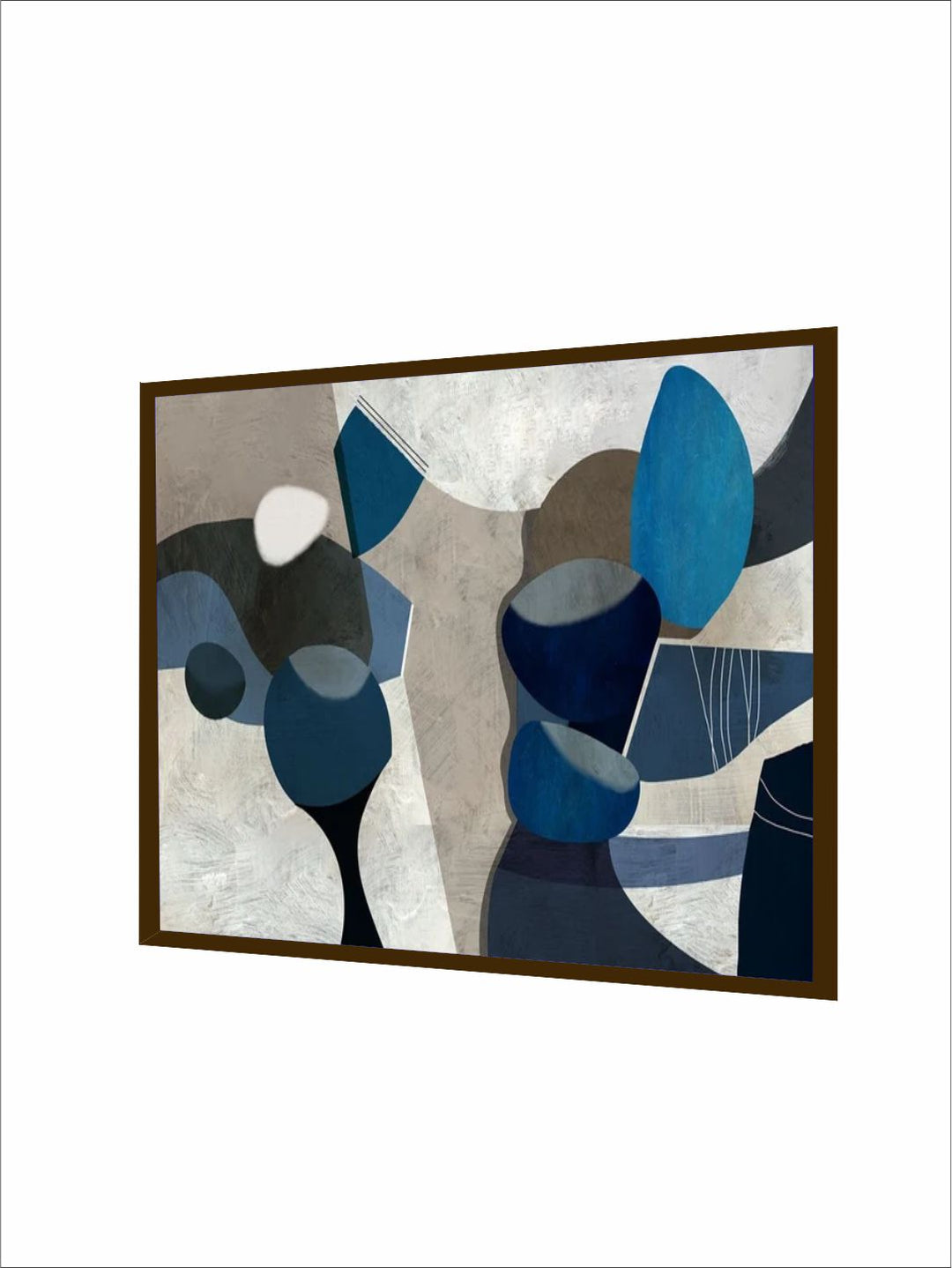 "Blue & Black Abstract Printed Framed Wall Painting "