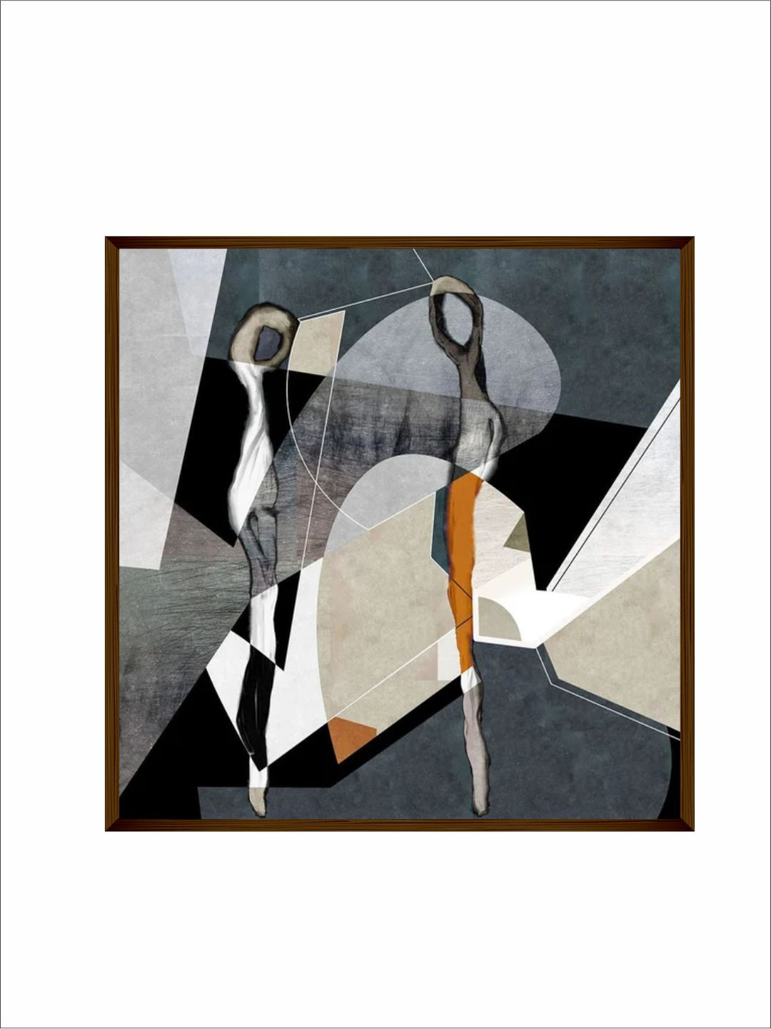 "Grey & Black Abstract Printed Framed Wall Painting "