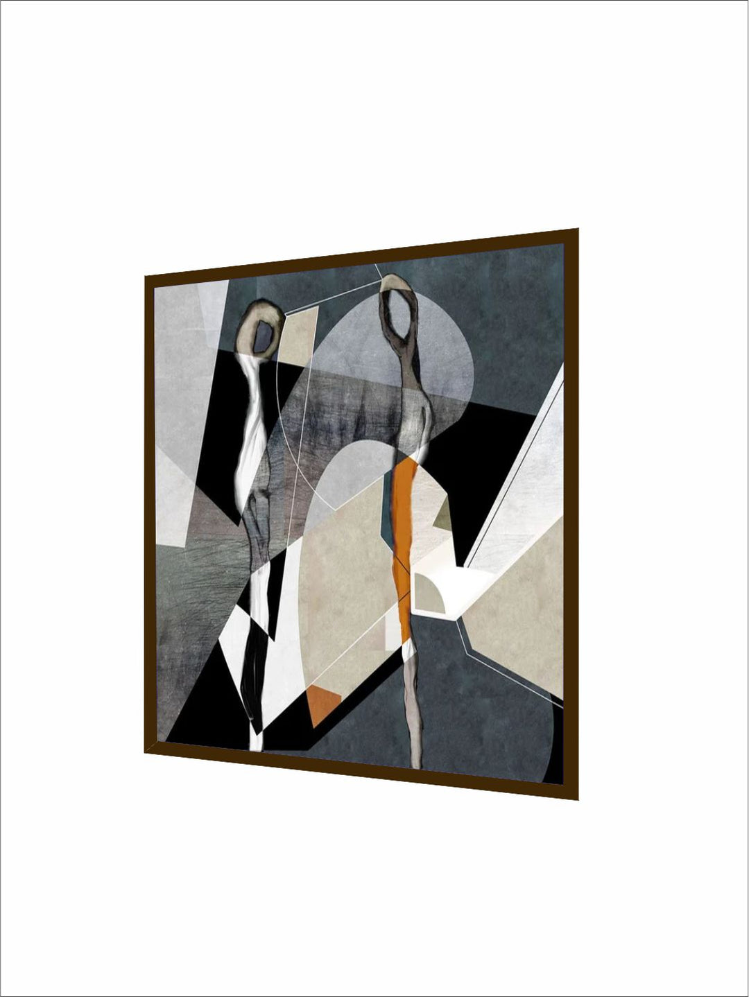 "Grey & Black Abstract Printed Framed Wall Painting "