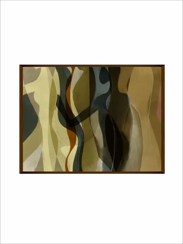 "Green & Brown  Abstract Printed Framed Wall Art "