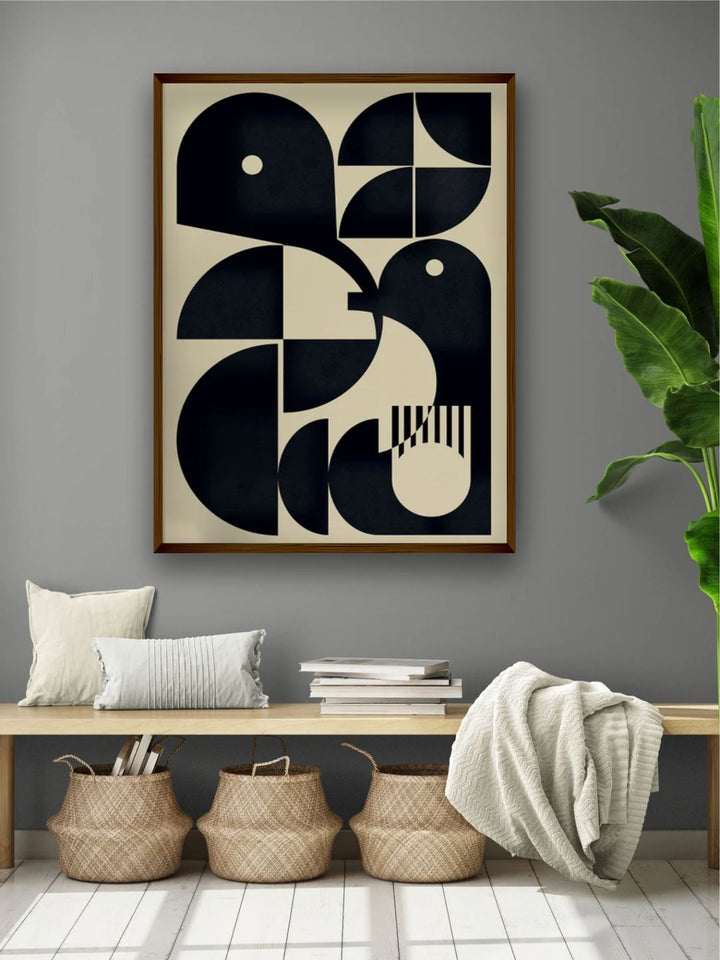 "Black Abstract Painted Framed Wall Art''